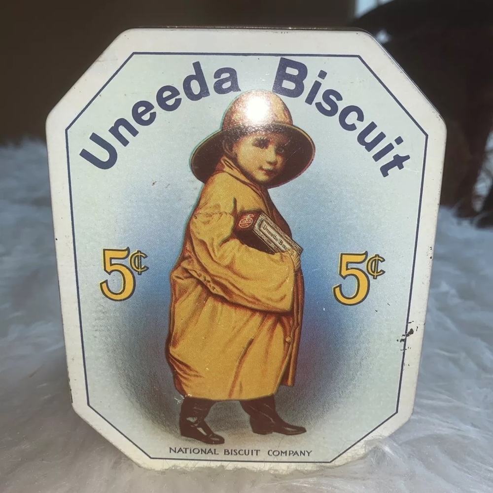 Vintage Nabisco Uneeda Biscuit Tin Design 1923 by Bristol Ware 5.5”X4.5”